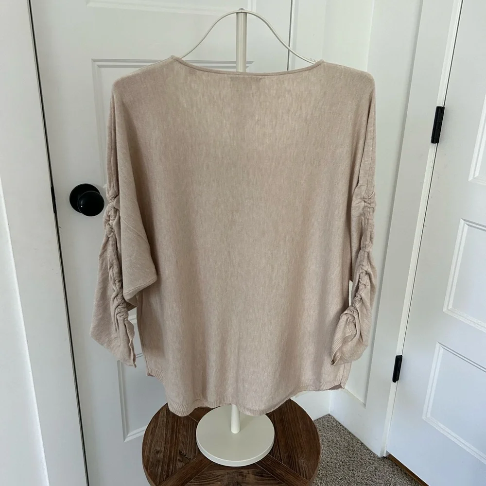 NWOT Max Studio Sweater with Ruched Sleeves - Picture 2 of 3